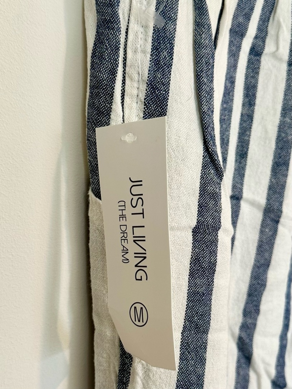 NWT Just Living Blue and White Vertical-Stripe Wide-Leg Linen Blend Pants - Med - Picture 4 of 10